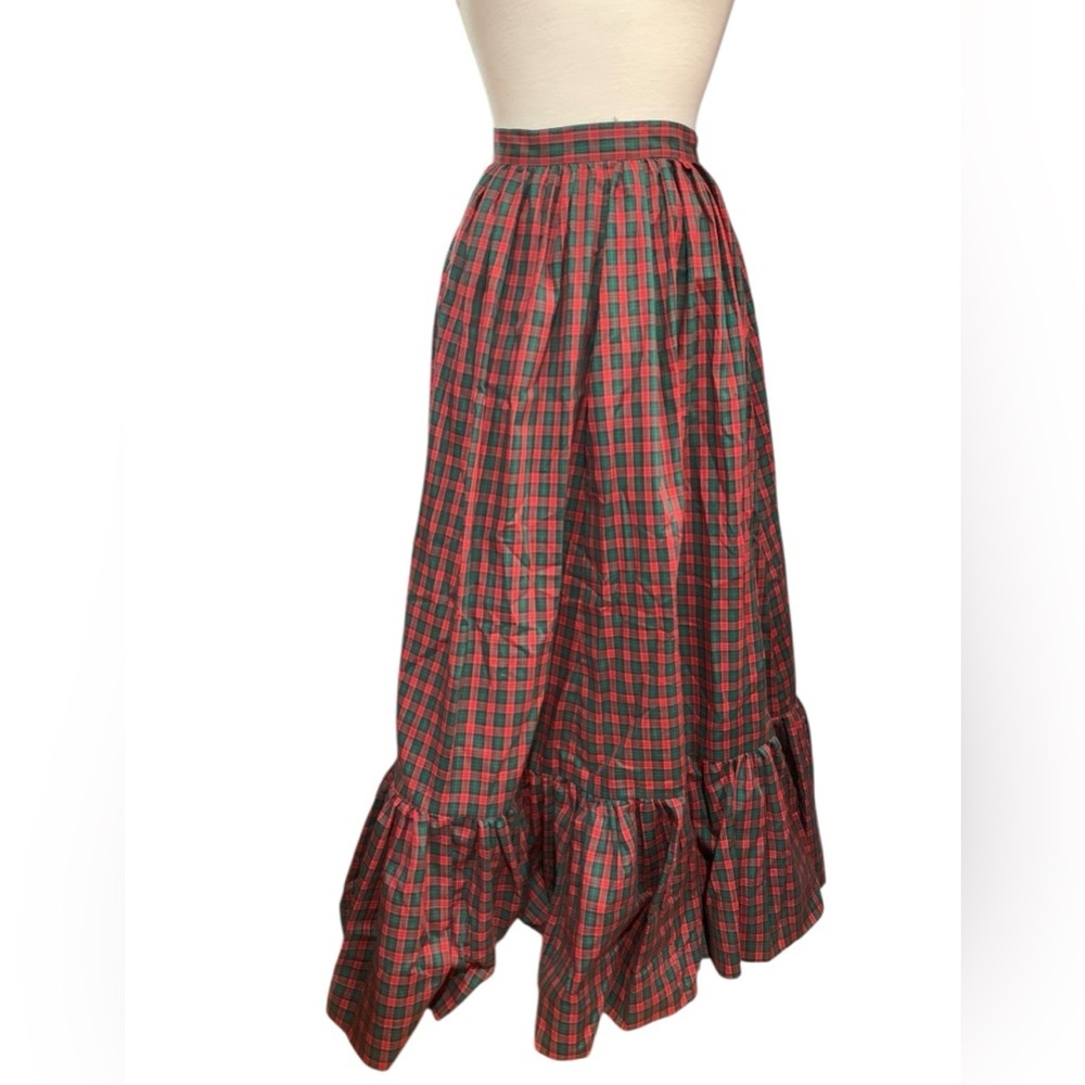 Vintage 70’s handmade plaid ruffle bottomed maxi skirt